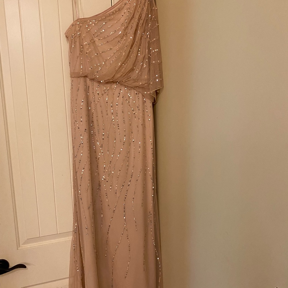 Blush one shoulder formal evening gown, size 6, Adrianna Papell